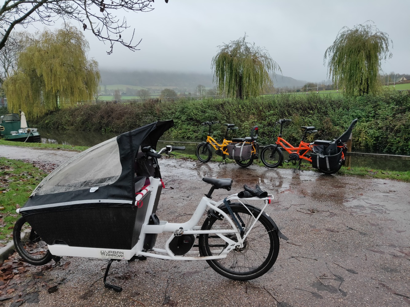 Urban Arrow cargo bike with rain canopy