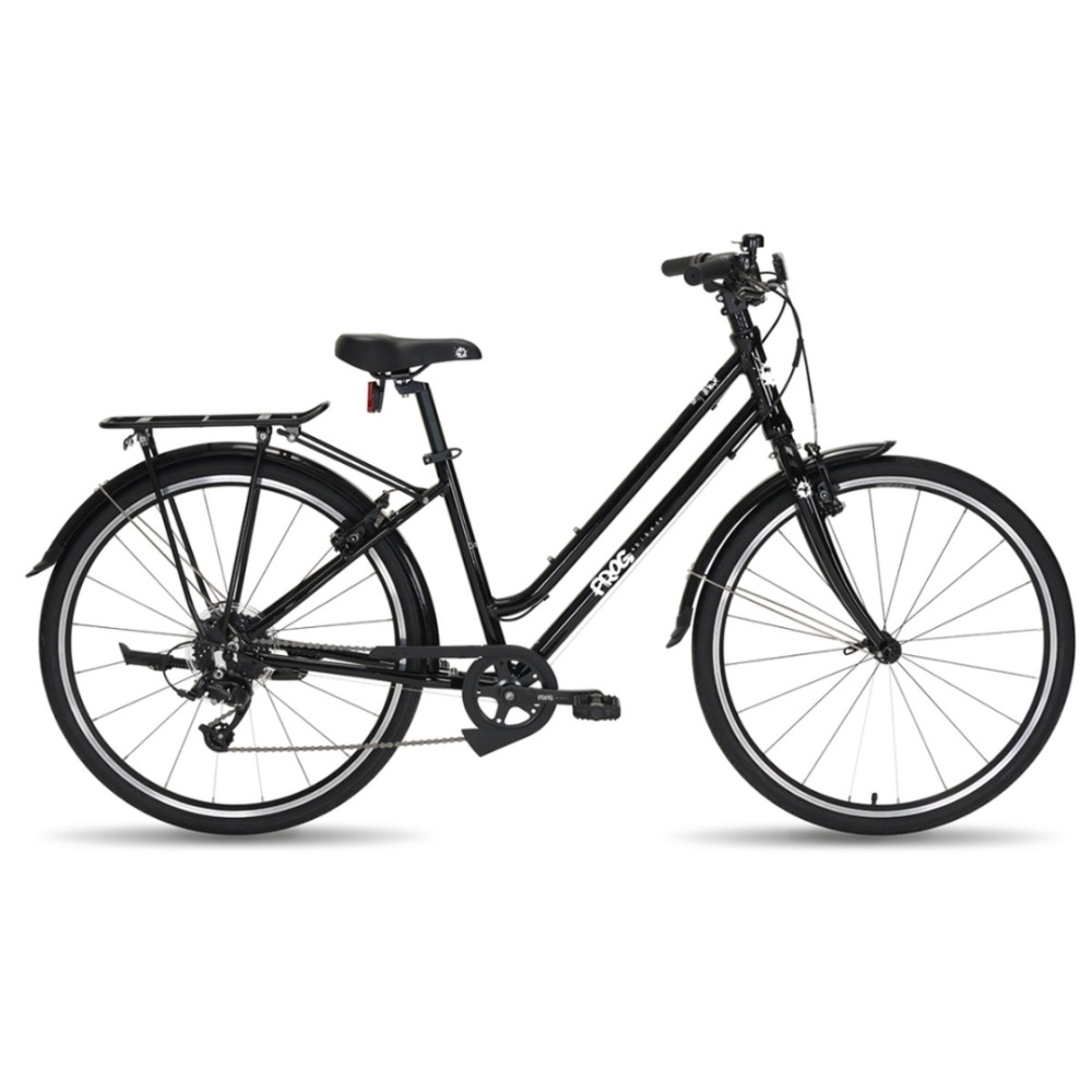 Best 26" kids' bikes: A black Frog City 67 city bike on a plain background