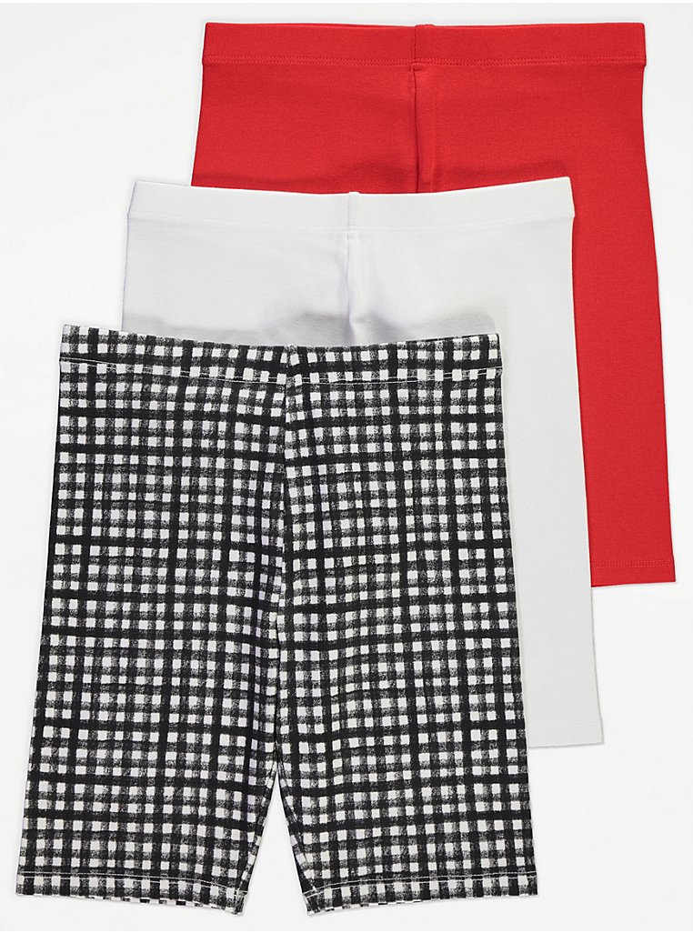 A three pack of multicoloured kids cycle shorts