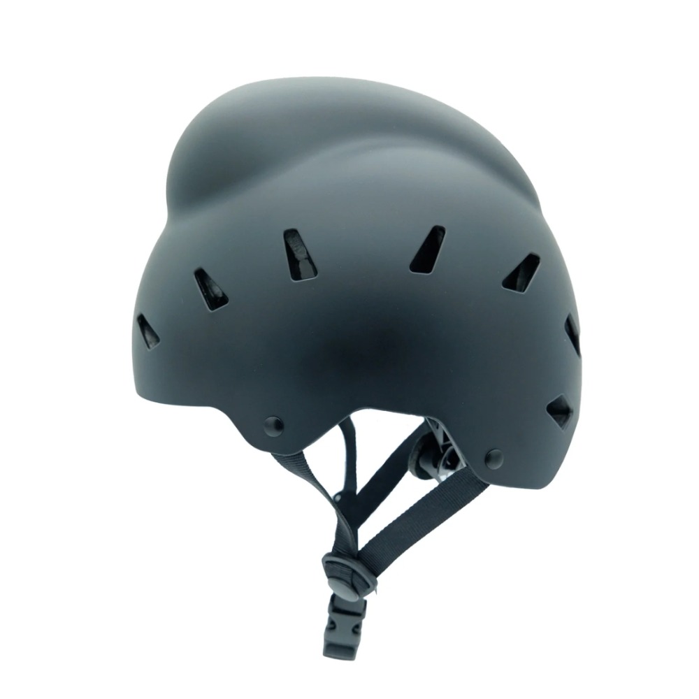 Best kids' bike helmets: A matte black Bold helmet with a rounded dome on top to accommodate a Sikh hair covering, seen from the side