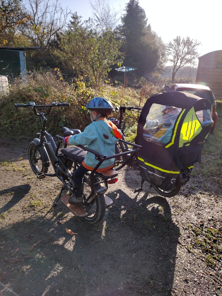 Child on bike seat on Mycle cargo bike