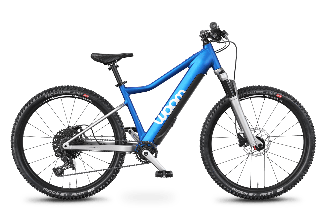 woom UP 5 electric mountain bike in blue