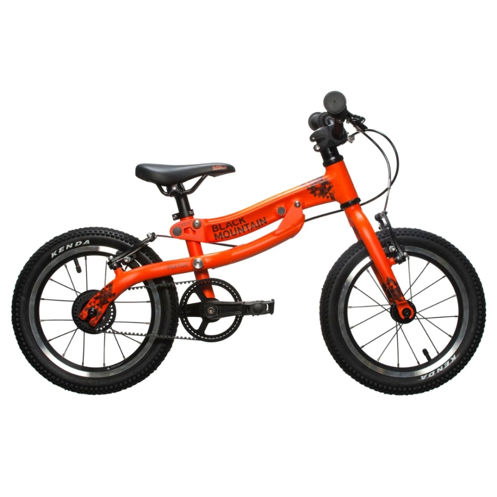 Best 14” kids' bikes for 3-4 year-olds: The Black Mountain Pinto bike in front of a blank background