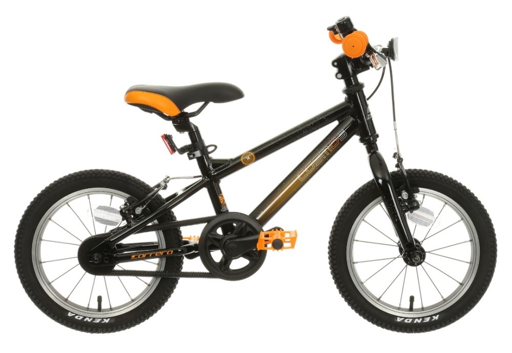 Best 14” kids' bikes for 3-4 year-olds: The Carrera Cosmos 14 bike in front of a blank background
