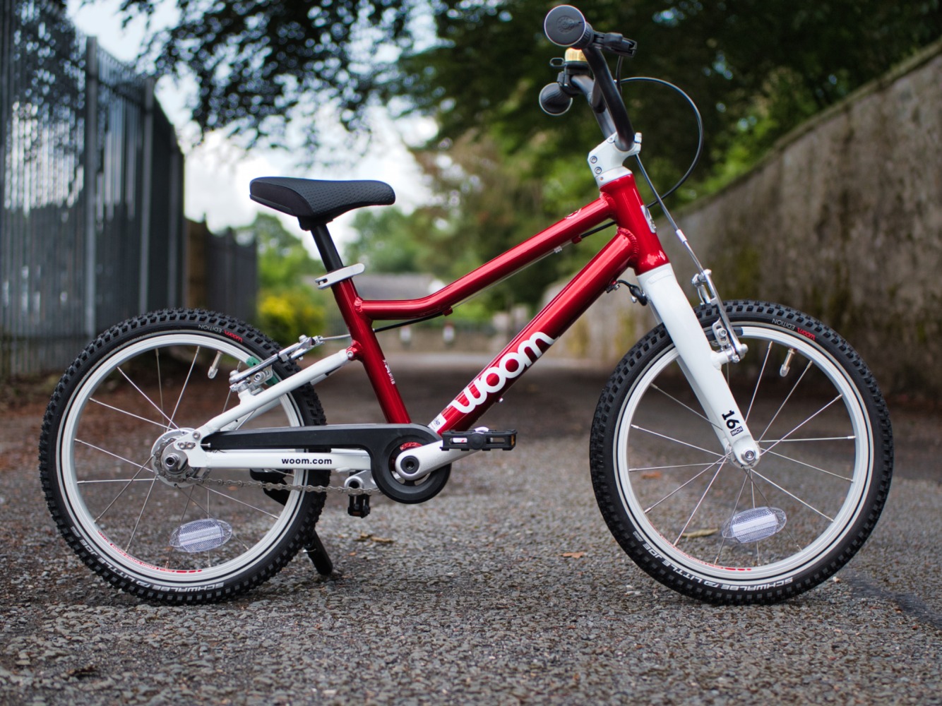 red bike on a country lane