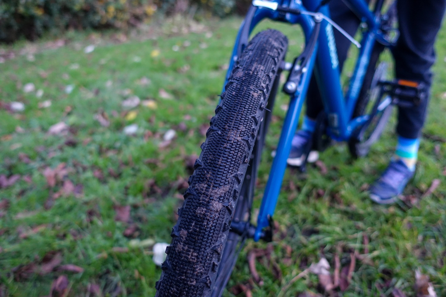 Blue Riverside 900 muddy tyre