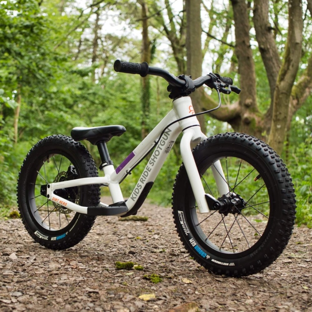 Best balance bikes: A Kids Ride Shotgun Dirt Hero balance bike pictured in the woods