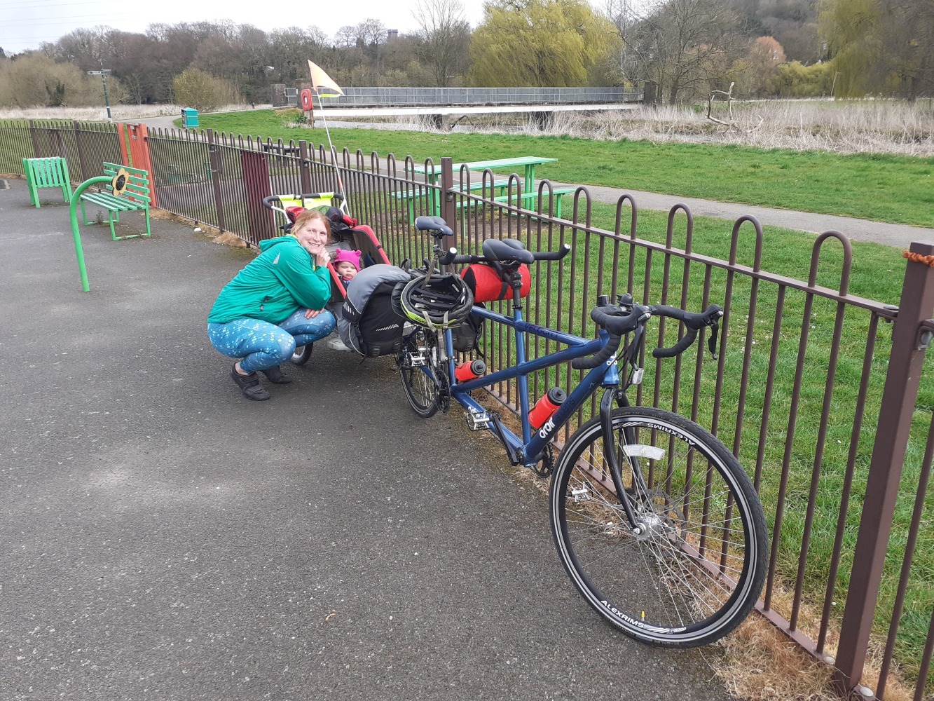 tandem with bike trailer attatched