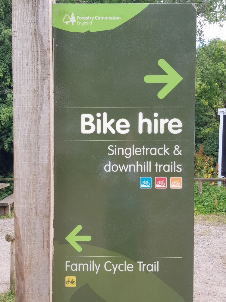 Sign at Forest of Dean mountain biking centre showing the different trails