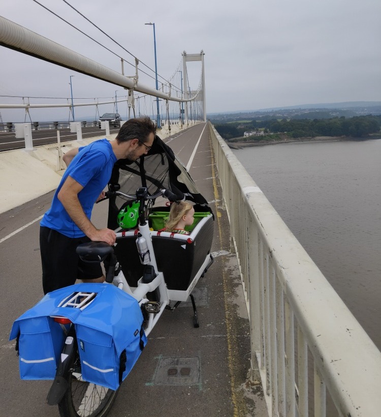 Crossing the Severn Bridge by cargo bike