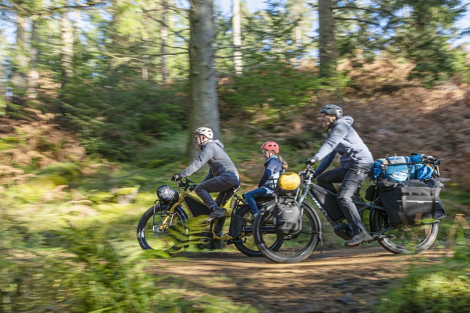 two tern orox bikes riding in the woods