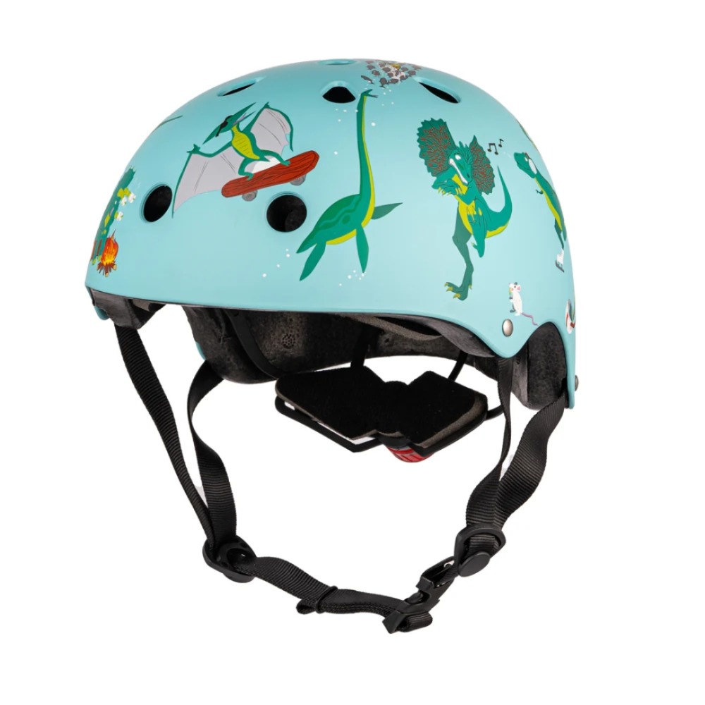 Best kids bike helmets: The Hornit Jurassic helmet on a blank background