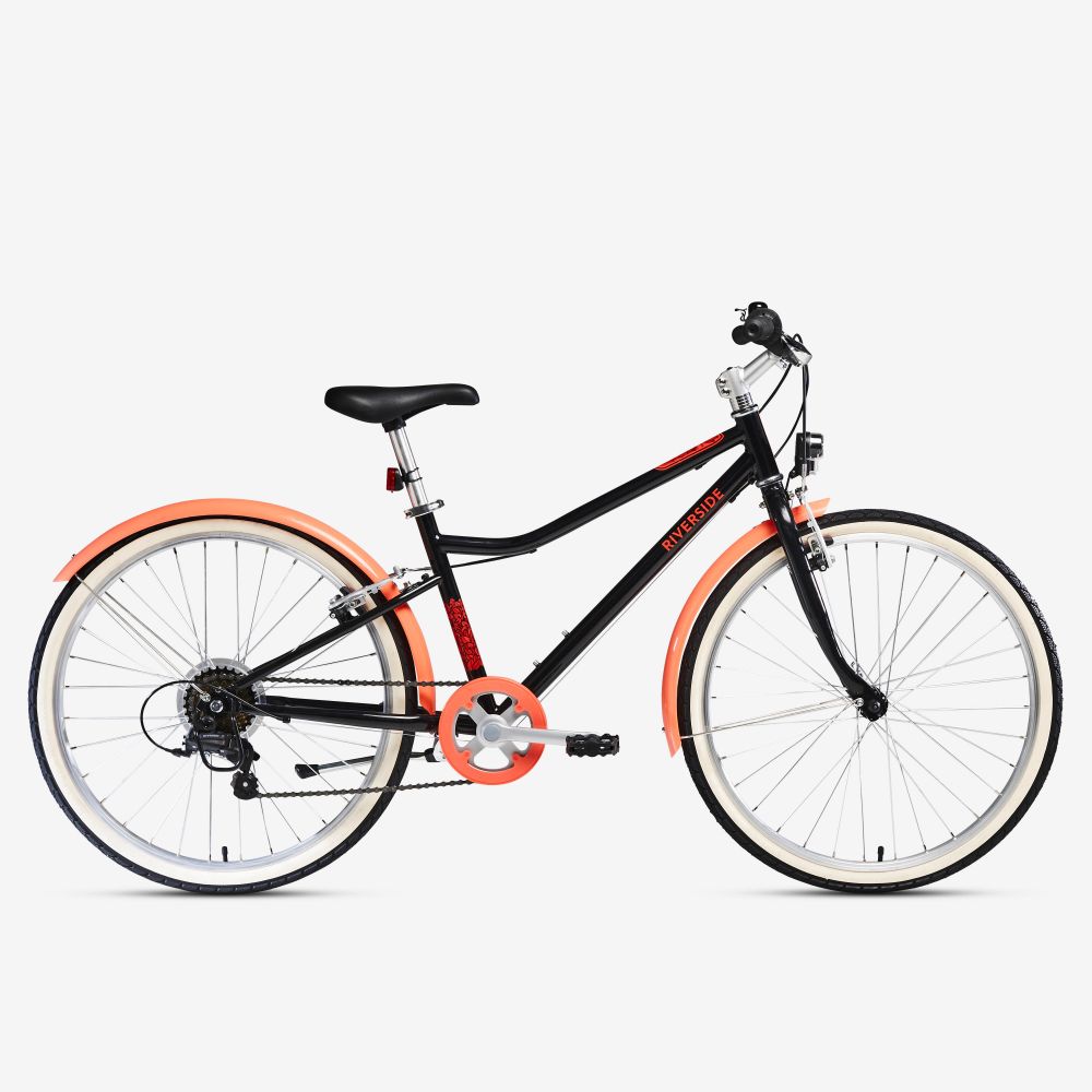 bikes for girls: btwin riverside 24 500 on blank background