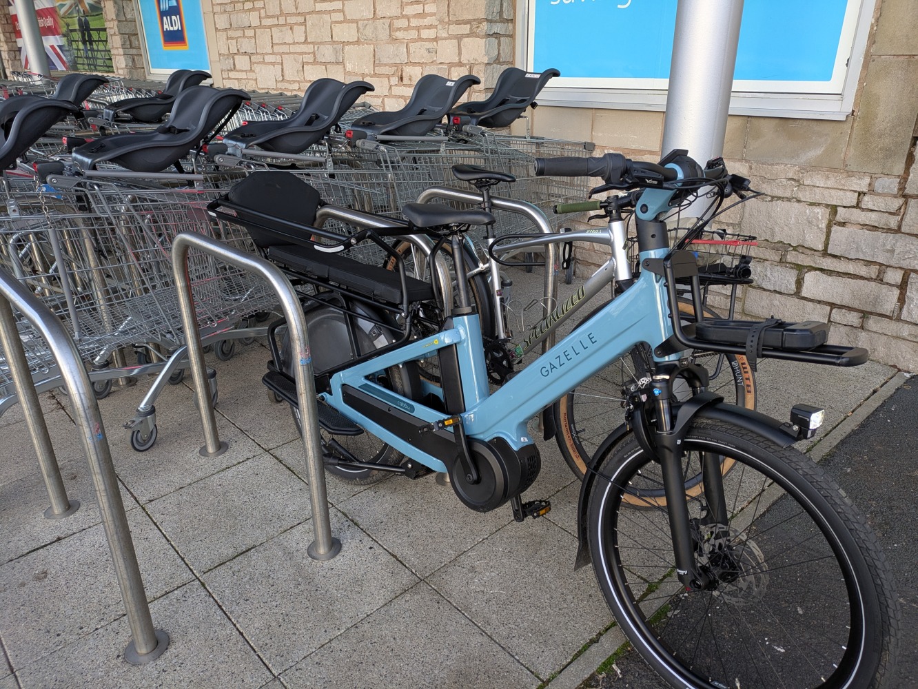 Gazelle cabby parked in the bike parking at aldi