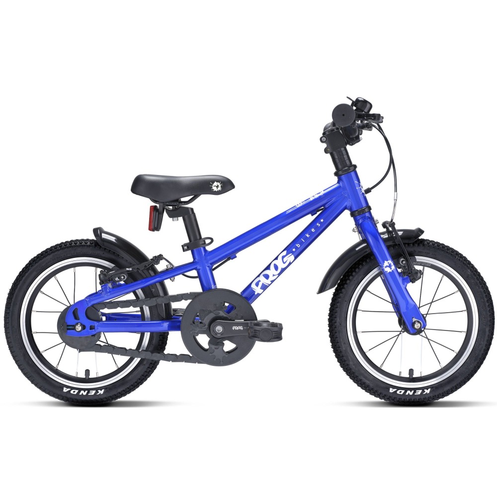 best 14 inch kids bikes: the frog 38 in blue with a set of mudguards and chain protector