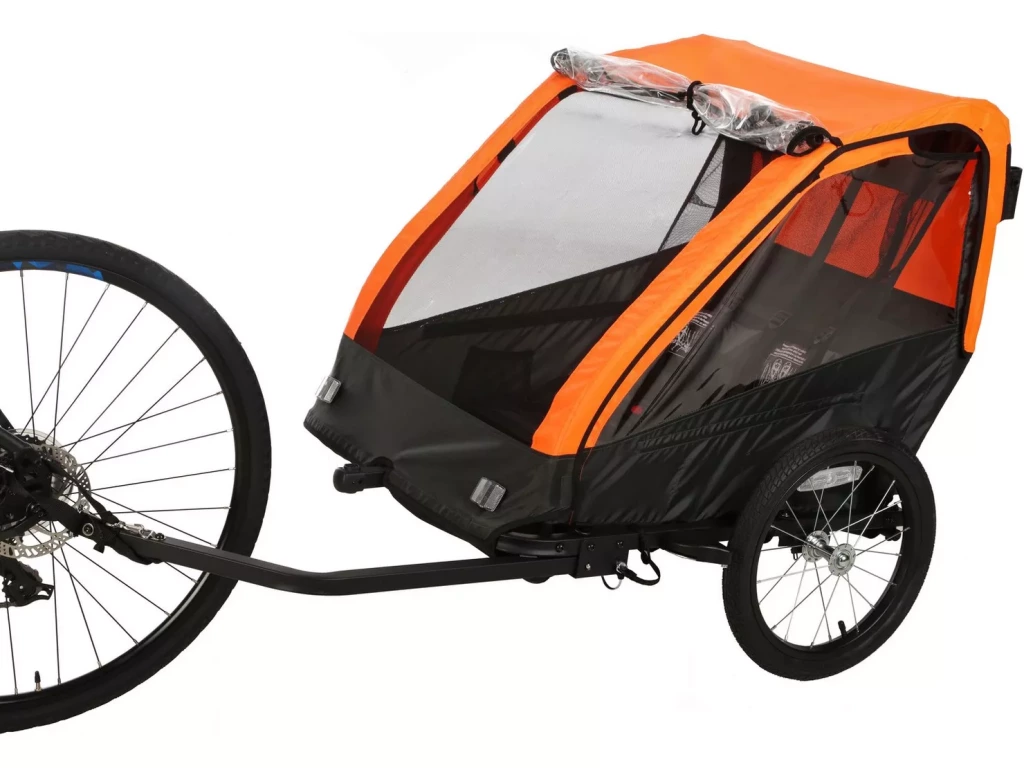 Halfords double bike trailer in orange