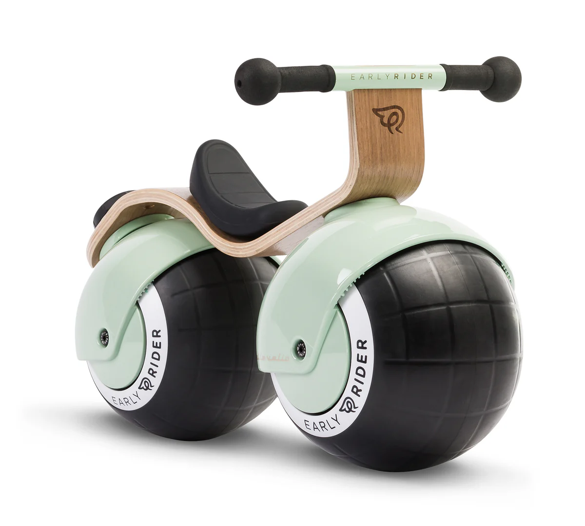 A pistacio coloured Bella Velio- a baby balance bike
