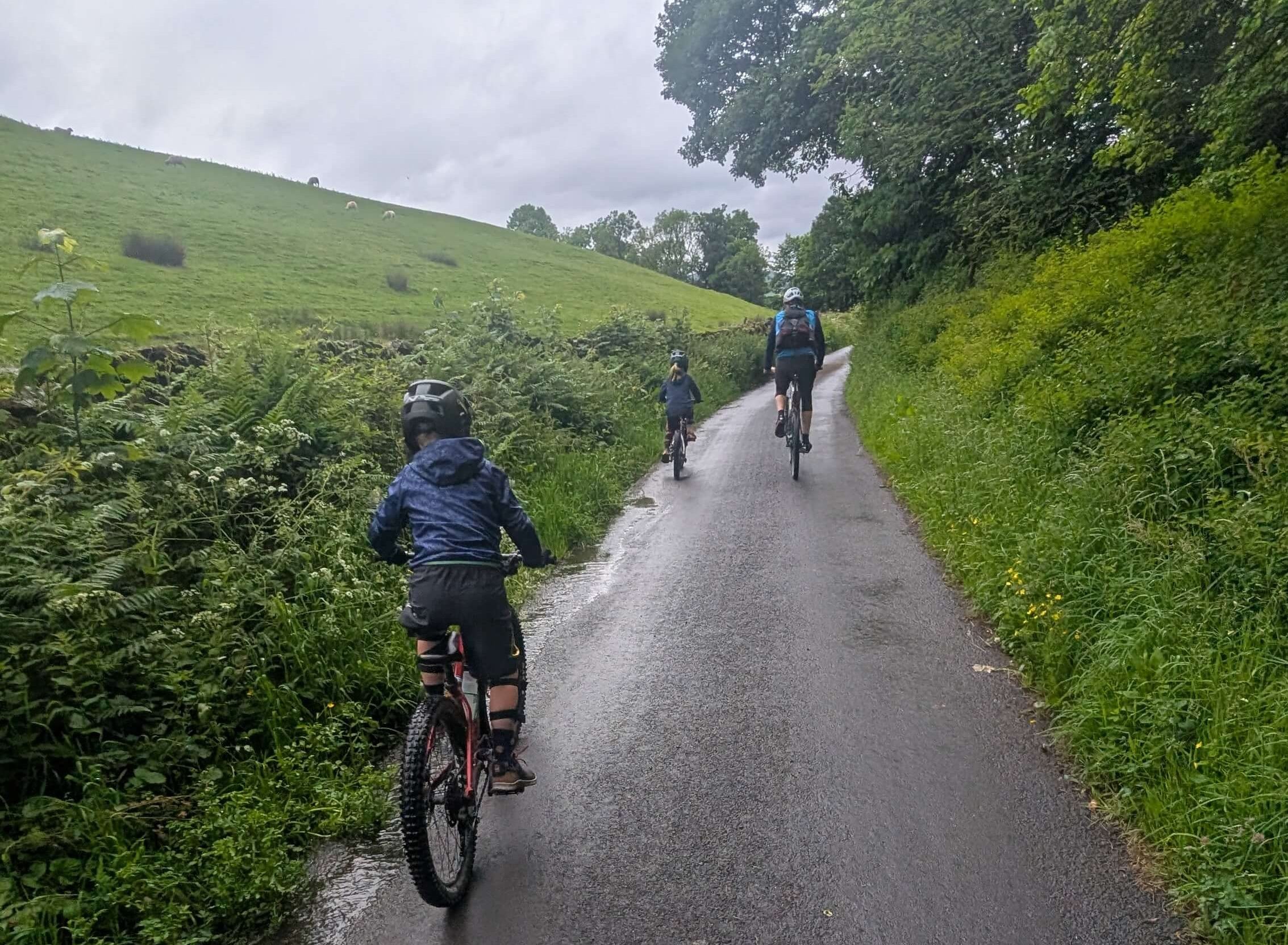 Shyre Eastie 20 kids bike being ridden along a country road in Cumbria 