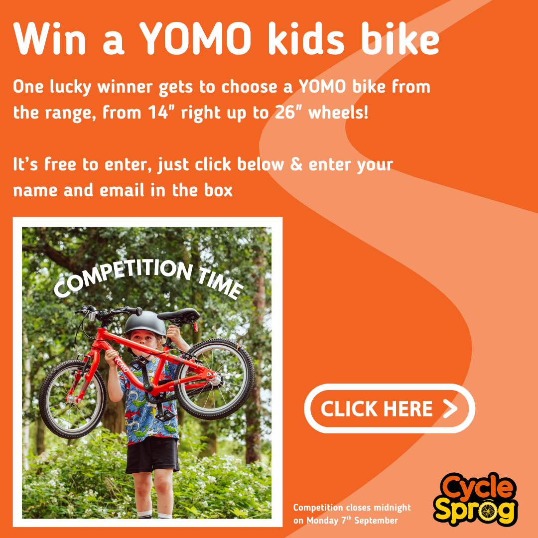 A colourful banner with a cartoon image of a family riding bikes together, and text that says "Black Friday's on the way! You'll find the best Black Friday prices in this guide". There's also a cursor clicking a button that says "show me all the Black Friday deals", implying that you can click this banner to be taken to the Black Friday kids' bikes page.