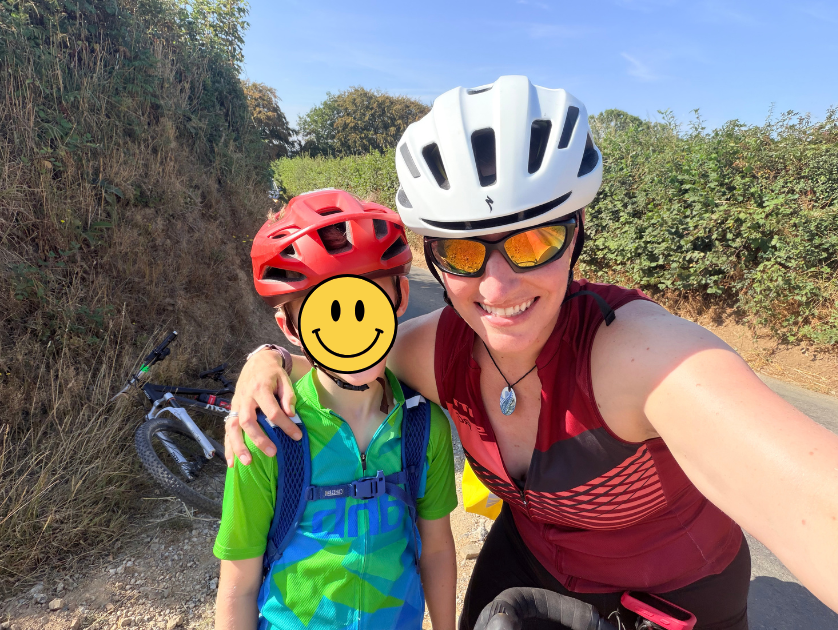 Claire and her son oliver doing the Devon coast to coast by bike