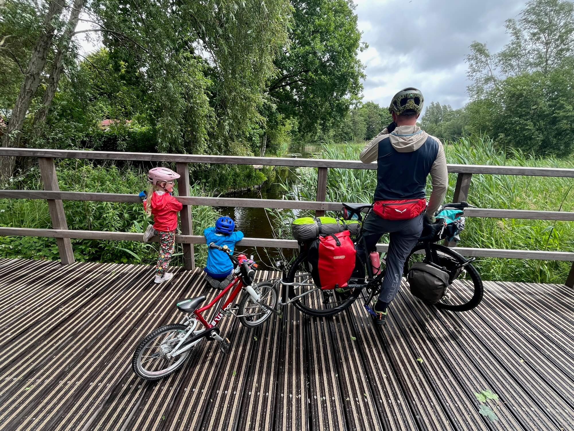 Luggage on an adults bike on a family cycling holiday in the Netherlands